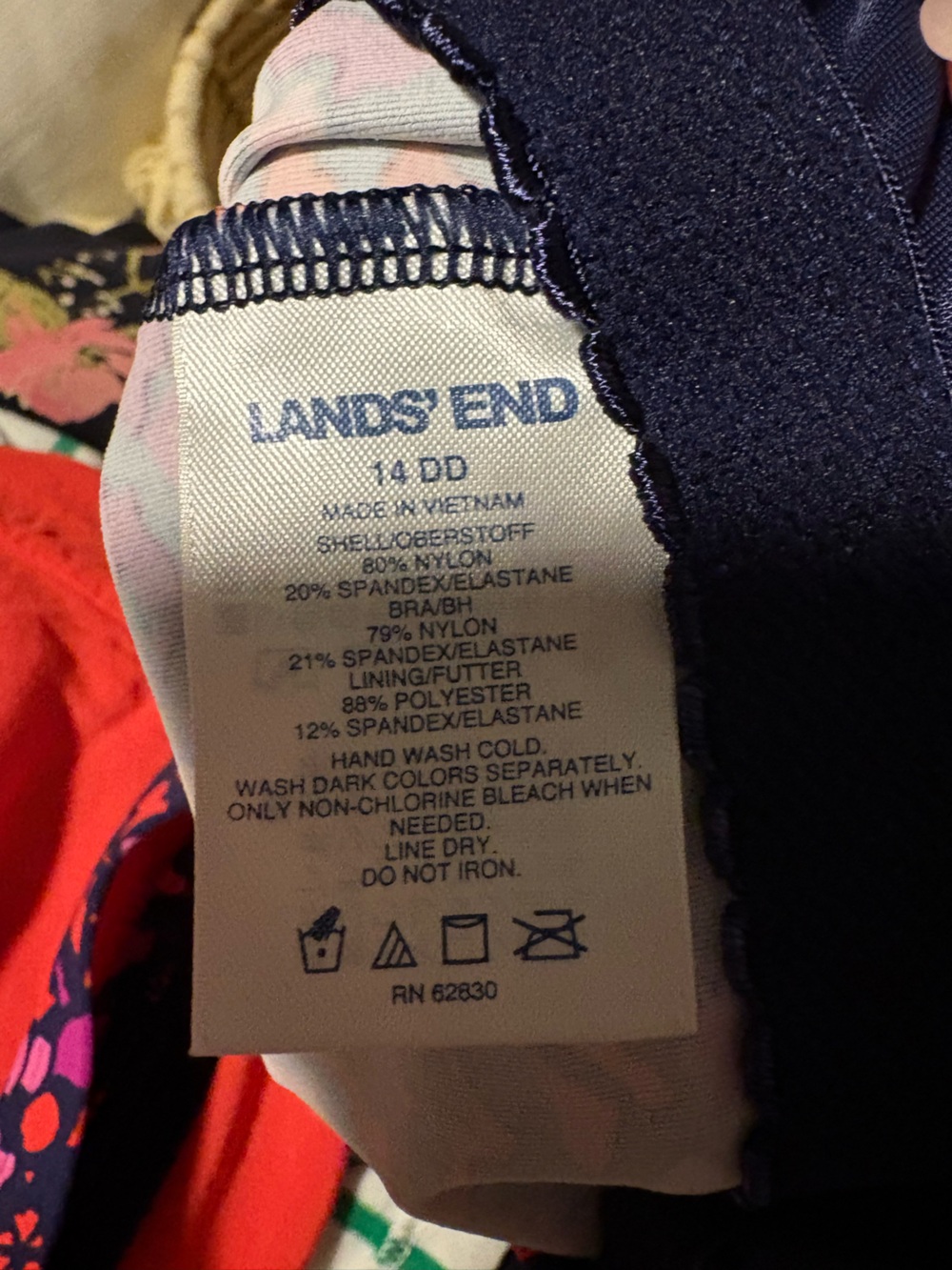 Women’s Lands' End tankini swimsuit top w/underwire support size 14DD - Picture 6 of 6